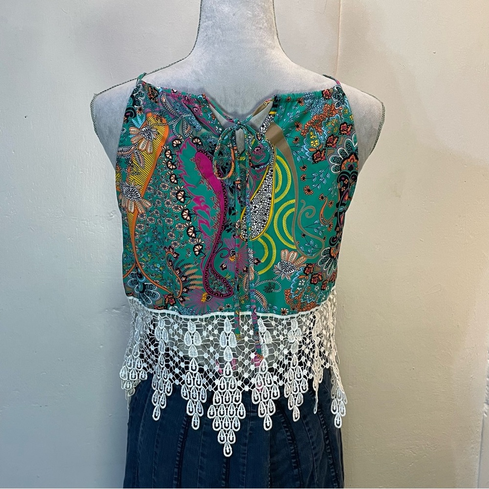 #0243 MOD Paisley Halter Top with Lace Trim-S - Picture 5 of 5